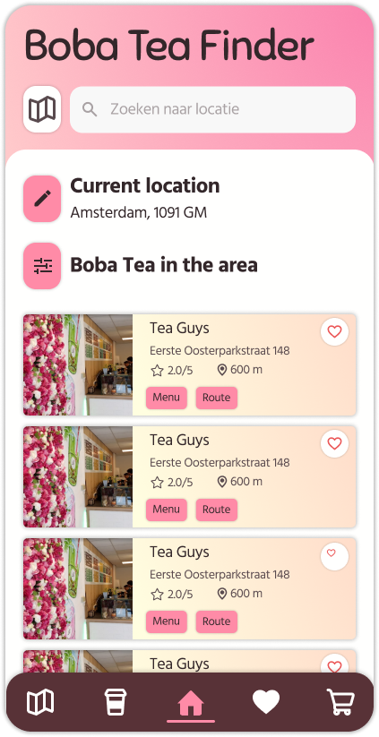 boba tea app overview page